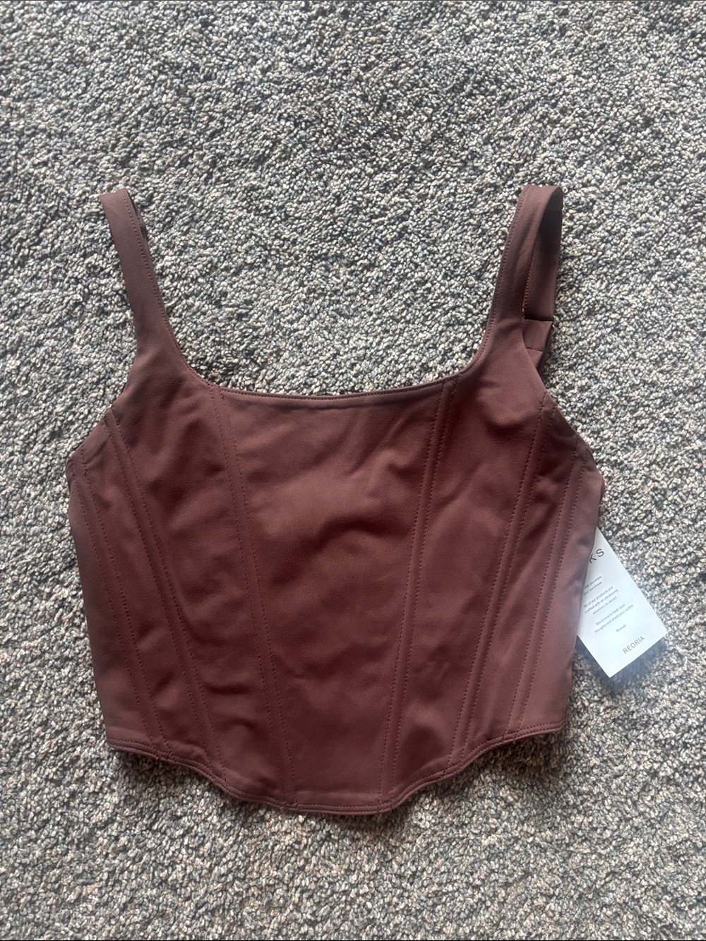 Brown Women's Square-Neck Corset Tank Top